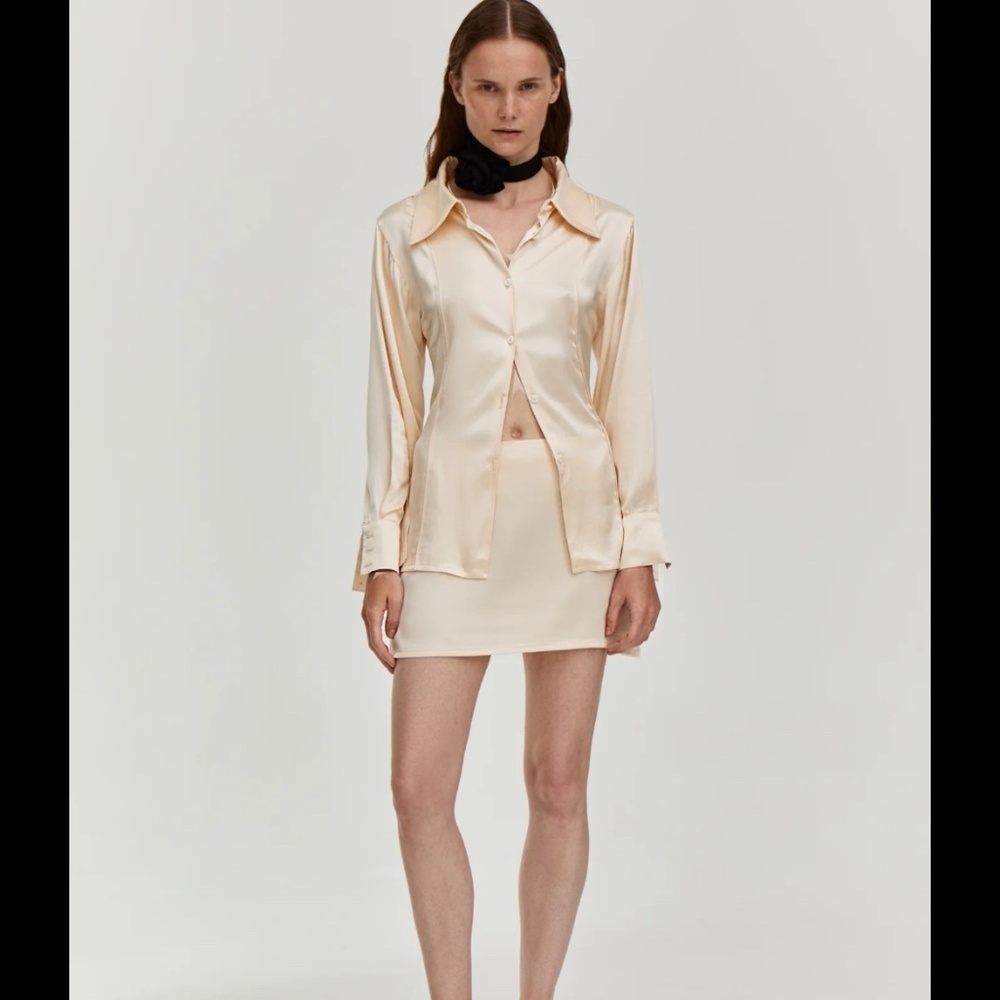 Satin Cream Blouse NWOT